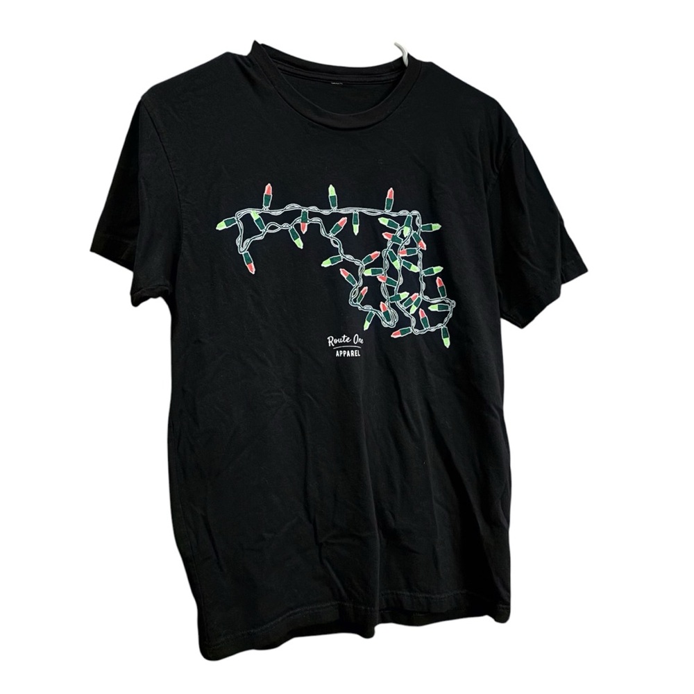 Route One Maryland Christmas lights graphic t-shirt